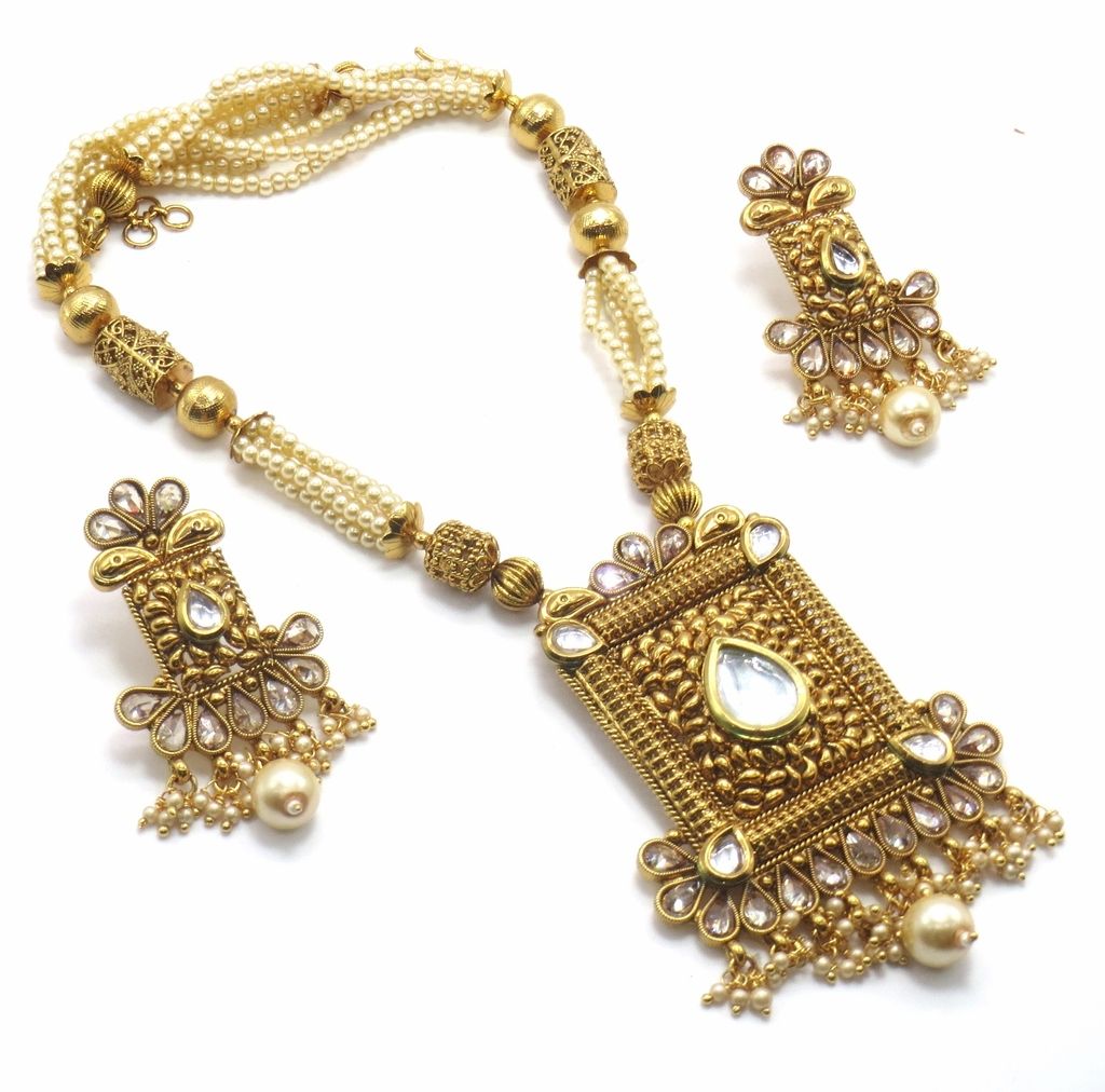 Jewelshingar Jewellery Antique Antique Plated Colour Gold Pendant Set For Women ( 46328-ps )