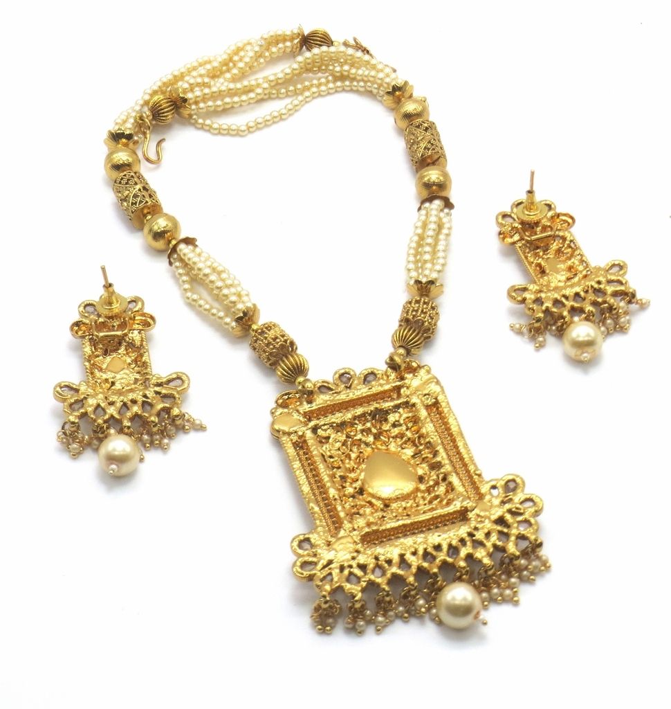 Jewelshingar Jewellery Antique Antique Plated Colour Gold Pendant Set For Women ( 46328-ps )