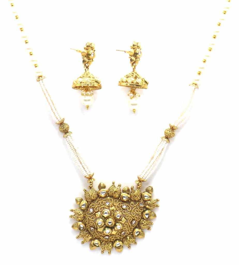 Jewelshingar Jewellery Antique Antique Plated Colour Gold Pendant Set For Women ( 46332-ps )