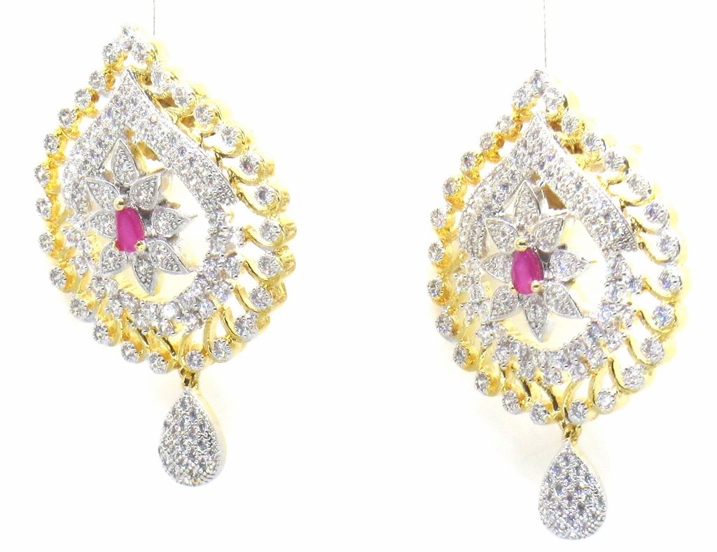 Jewelshingar Jewellery Silver Gold Plated Colour Ruby Pendant Set For Women ( 46983-psad )