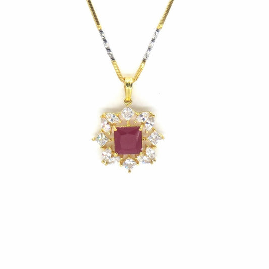 Jewelshingar Jewellery Gold Plated Colour Ruby Pendant Set For Women ( 47040-psad )
