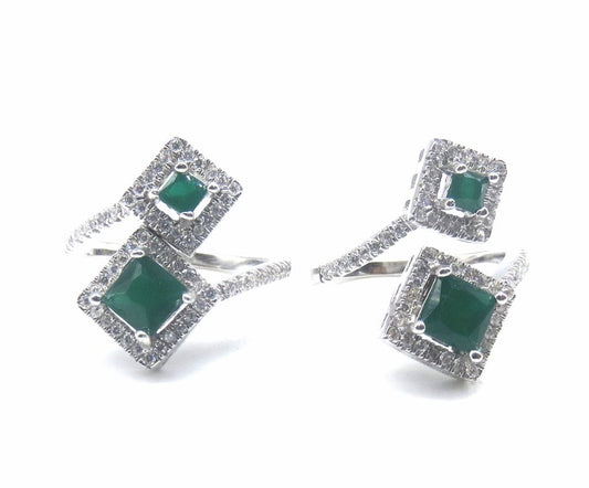 Jewelshingar Jewellery 925 Sterling Silver Green Colour Toerings For Women ( 47711-tr )