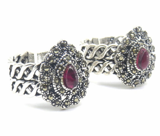 Jewelshingar Jewellery 925 Sterling Silver Ruby Colour Toerings For Women ( 47712-tr )