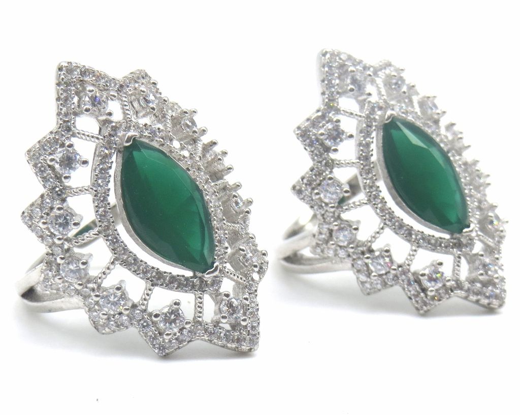 Jewelshingar Jewellery 925 Sterling Silver Green Colour Toerings For Women ( 47717-tr )