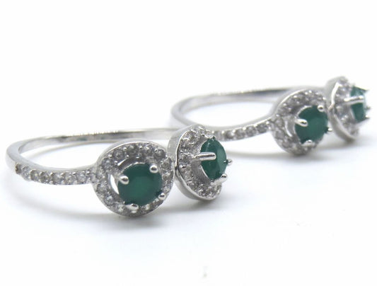 Jewelshingar Jewellery 925 Sterling Silver Green Colour Toerings For Women ( 47728-tr )