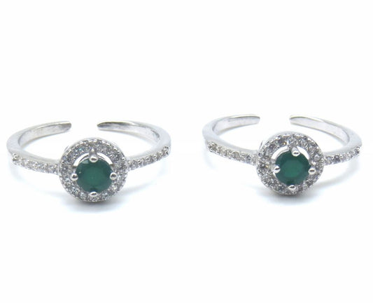 Jewelshingar Jewellery 925 Sterling Silver Green Colour Toerings For Women ( 47736-tr )