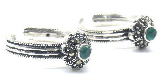 Jewelshingar Jewellery 925 Sterling Silver Green Colour Toerings For Women ( 47742-tr )