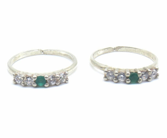 Jewelshingar Jewellery 925 Sterling Silver Green Colour Toerings For Women ( 47825-tr )