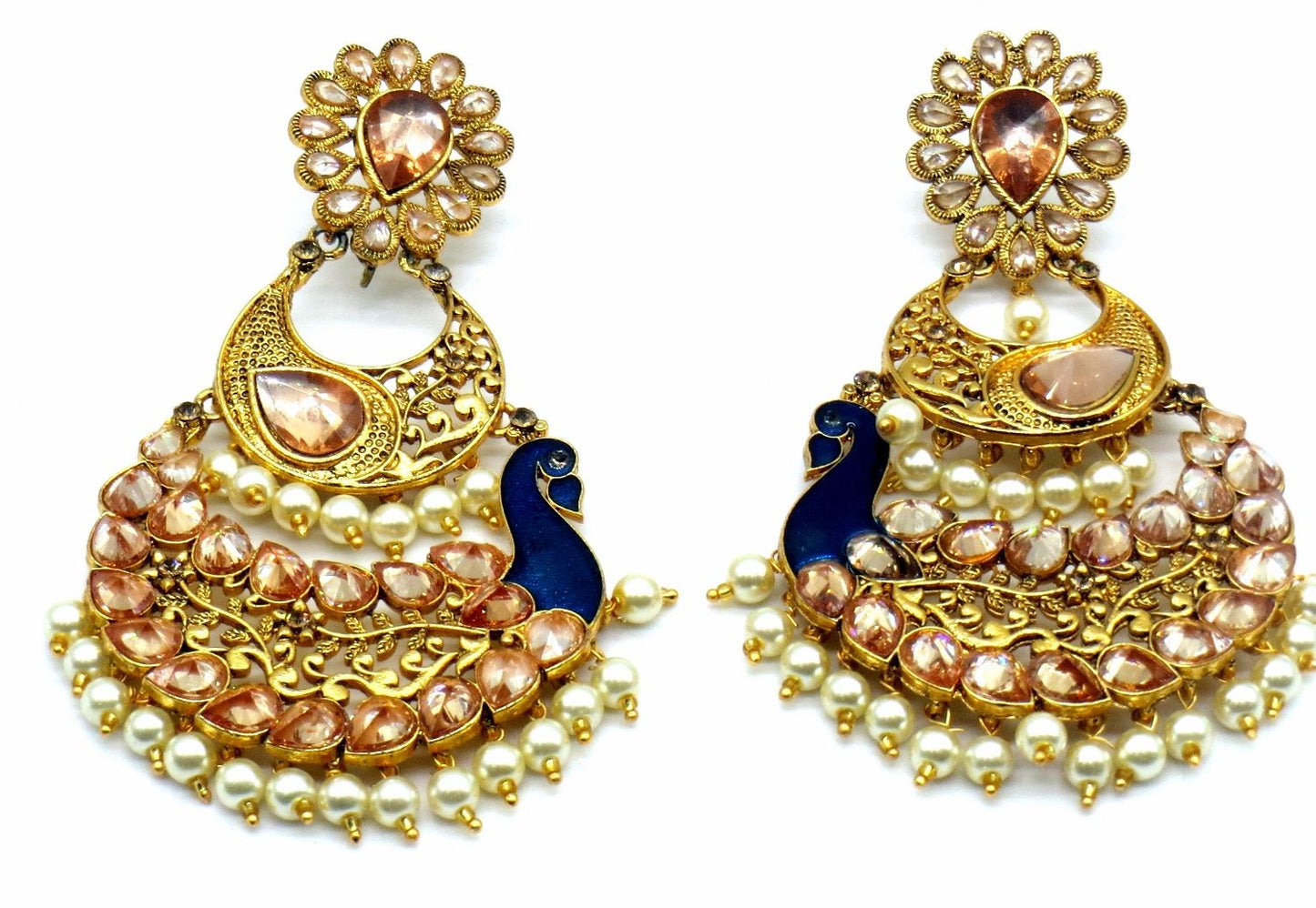 Jewelshingar Jewellery Gold Plating Blue Colour Dangle & Drop Earrings For Women ( 47961-pe )