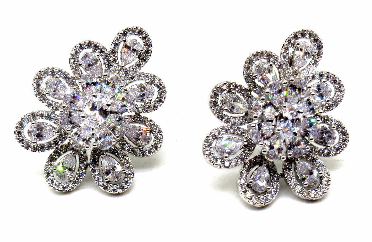 Jewelshingar Jewellery Rhodium Plating Clear Colour Dangle & Drop Earrings For Women ( 48181-ead )