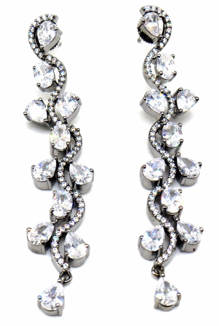 Jewelshingar Jewellery Rhodium Plating Victorian Colour Dangle & Drop Earrings For Women ( 48198-ead )