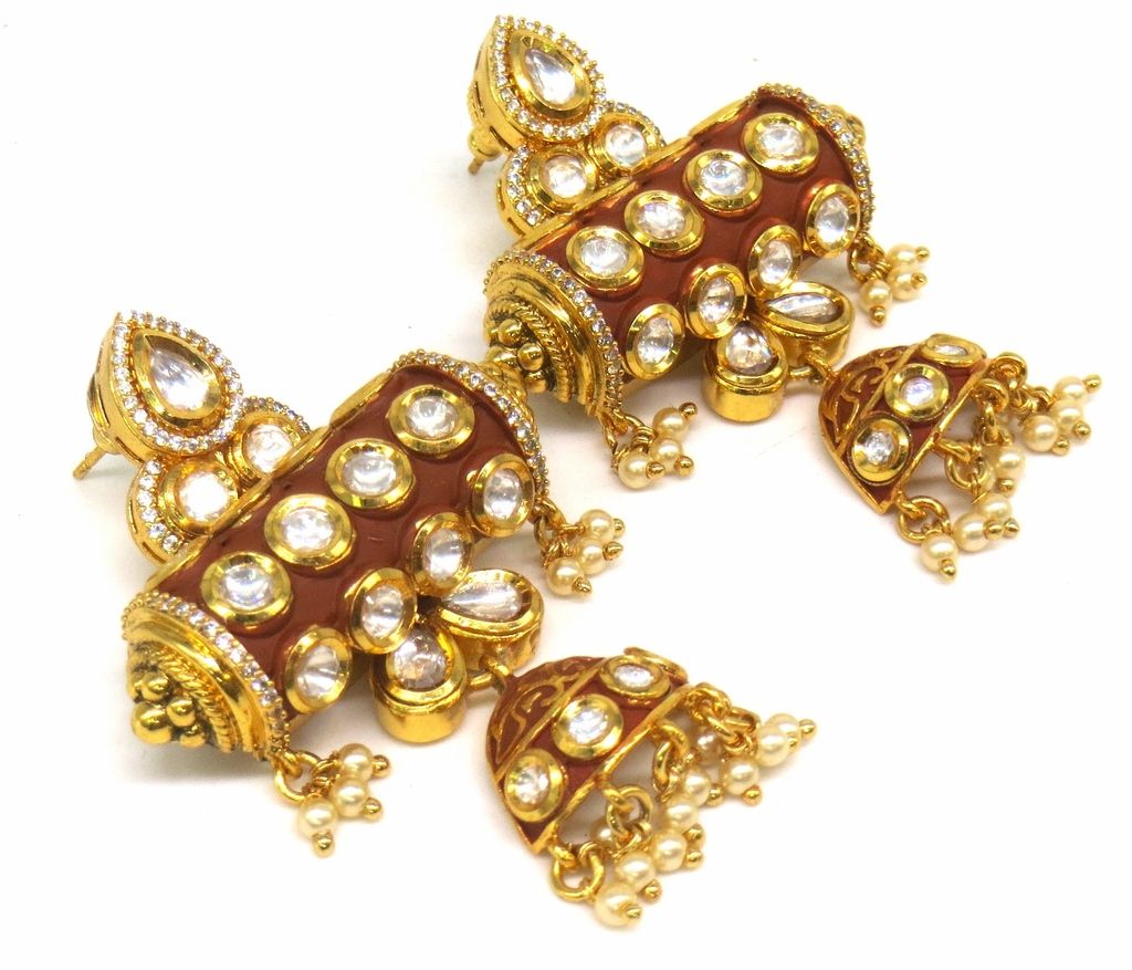 Jewelshingar Jewellery Gold Plating Clear Colour Earrings For Women ( 48337-ace )