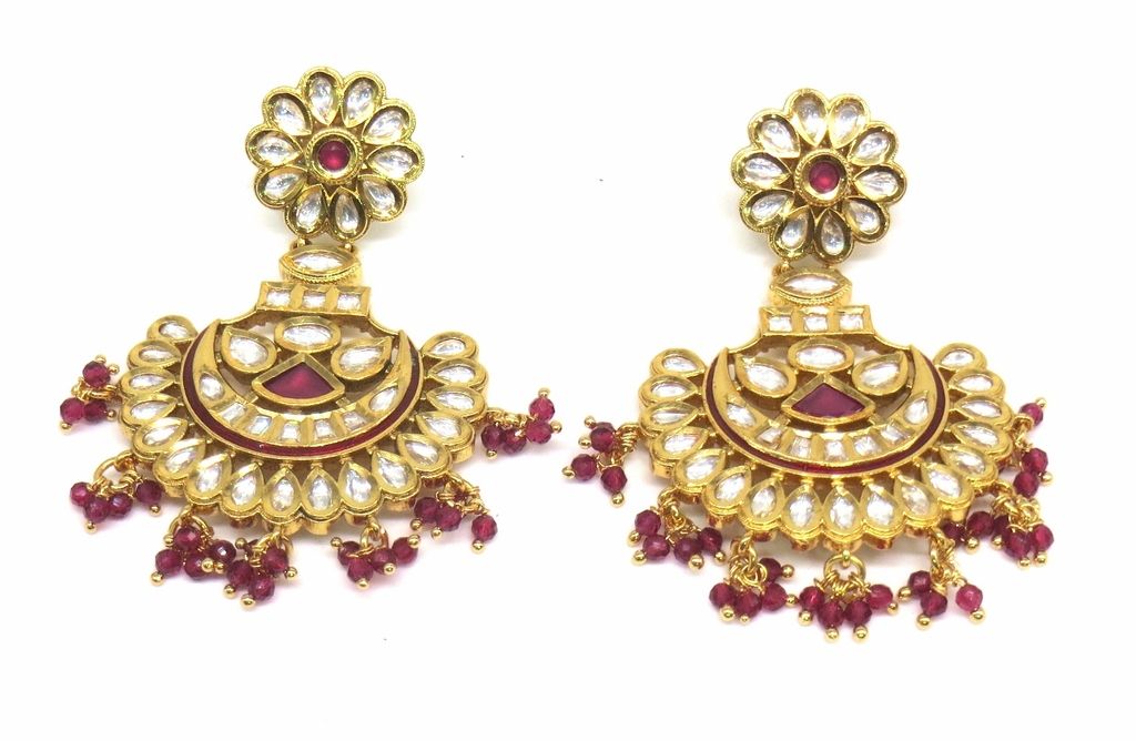 Jewelshingar Jewellery Gold Plating Ruby Colour Earrings For Women ( 48341-ace )
