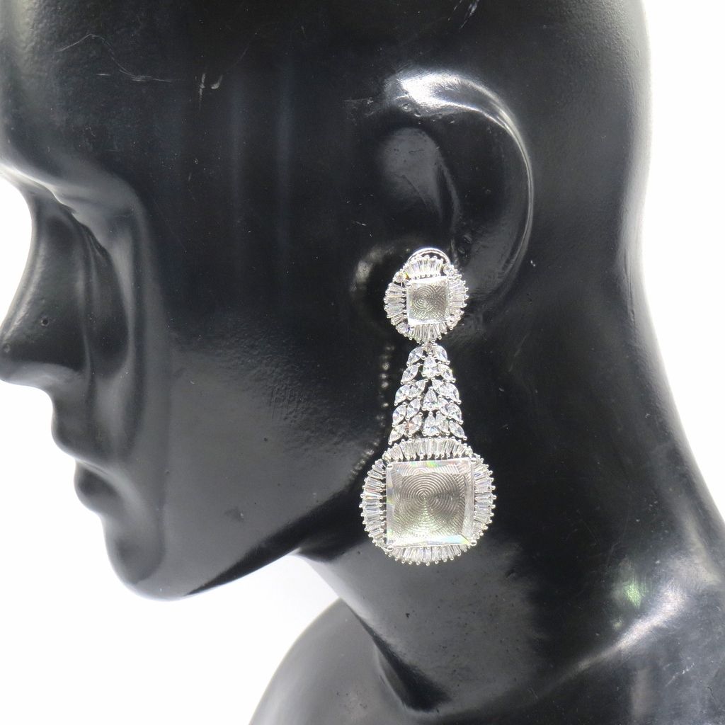 Jewelshingar Jewellery Silver Plating Clear Colour Earrings For Women ( 48424-ead )