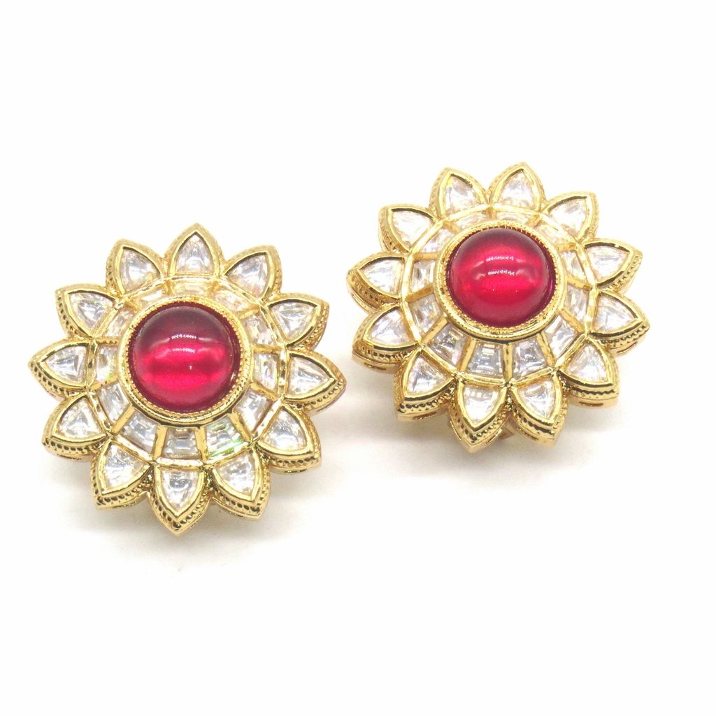 Jewelshingar Jewellery Gold Plating Ruby Colour Earrings For Women ( 48549-dce )