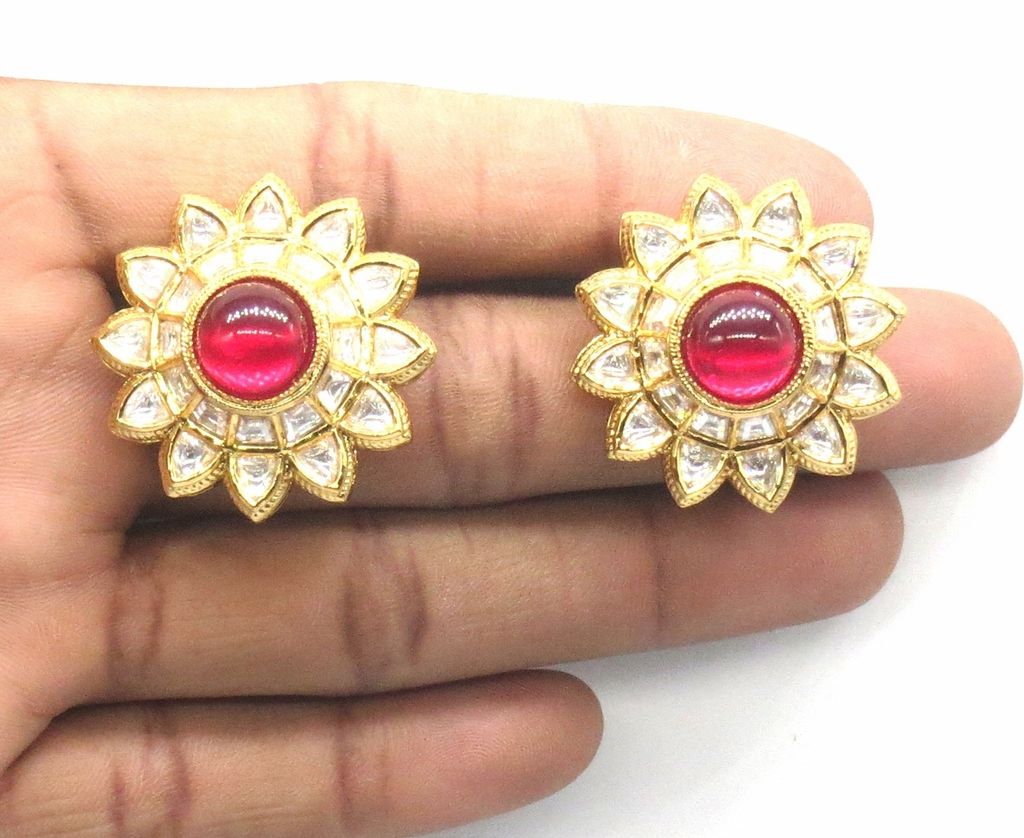 Jewelshingar Jewellery Gold Plating Ruby Colour Earrings For Women ( 48549-dce )