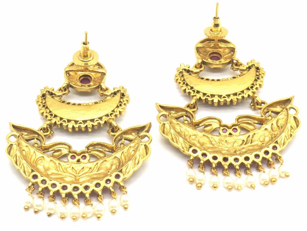 Jewelshingar Jewellery Antique Plating Ruby Colour Earrings For Women ( 48594-pe )