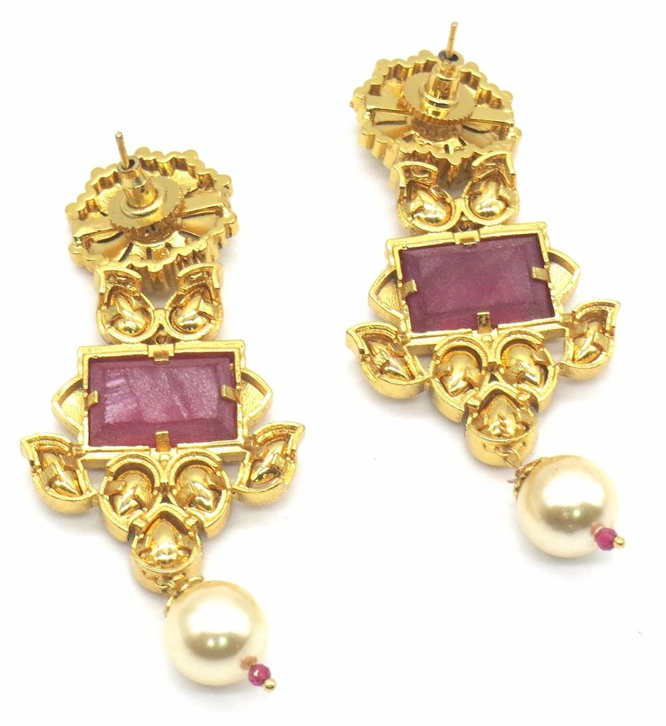 Jewelshingar Jewellery Gold Plating Ruby Colour Earrings For Women ( 48624-ace )
