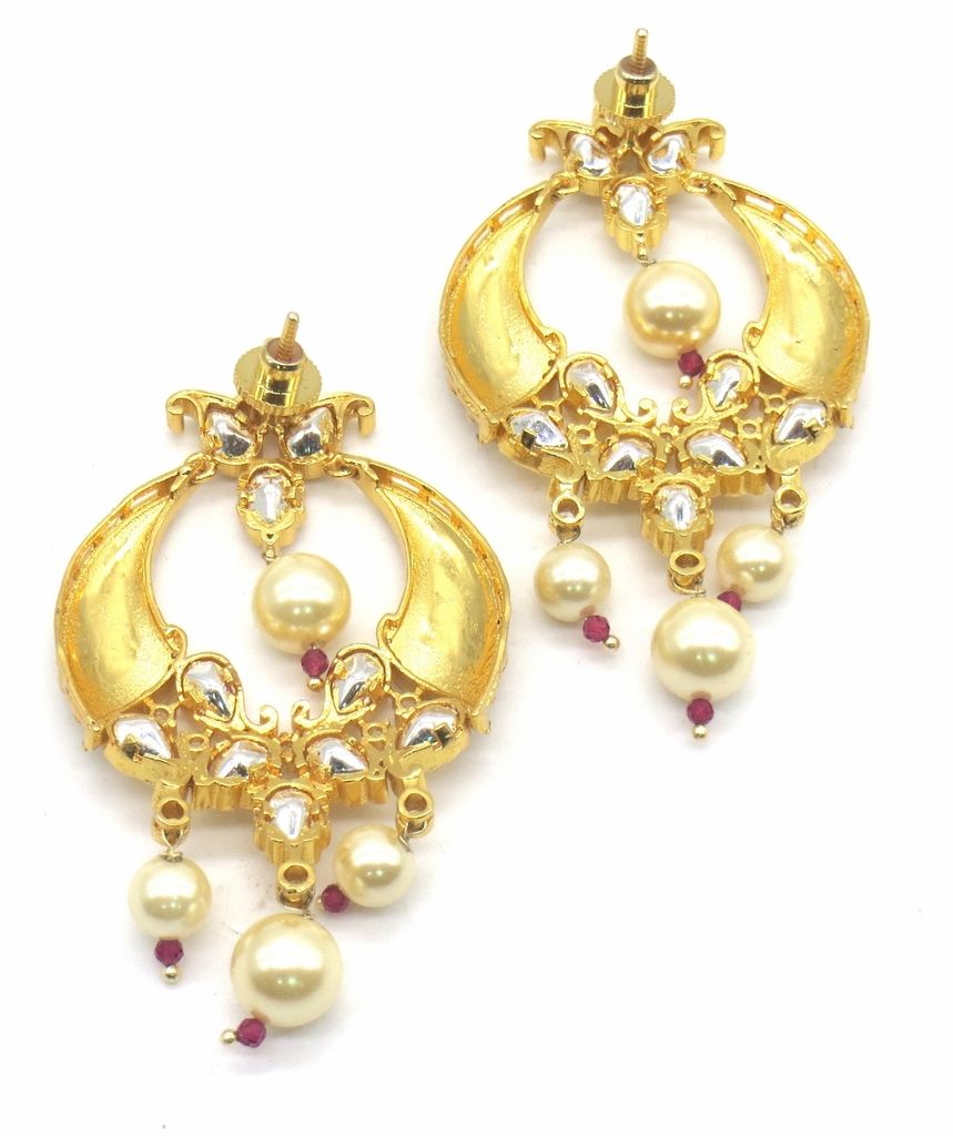 Jewelshingar Jewellery Gold Plating Cream Colour Earrings For Women ( 48721-dce )