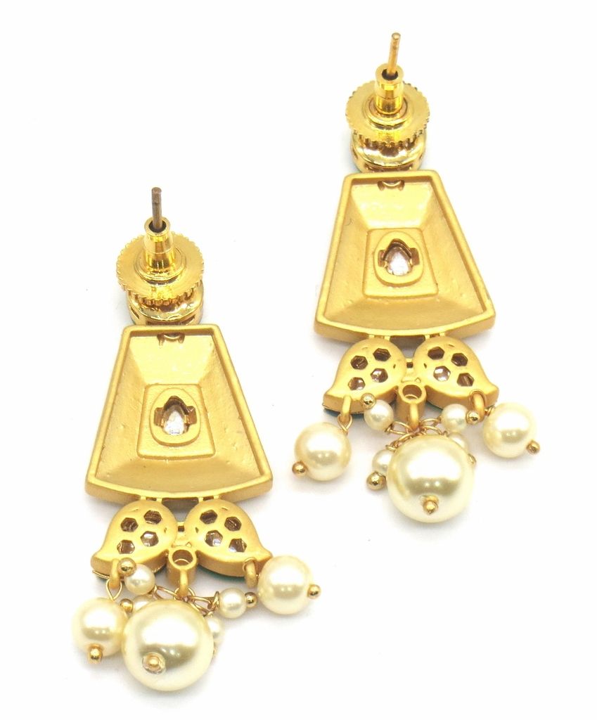 Jewelshingar Jewellery Gold Plating Cream Colour Earrings For Women ( 48765-ace )