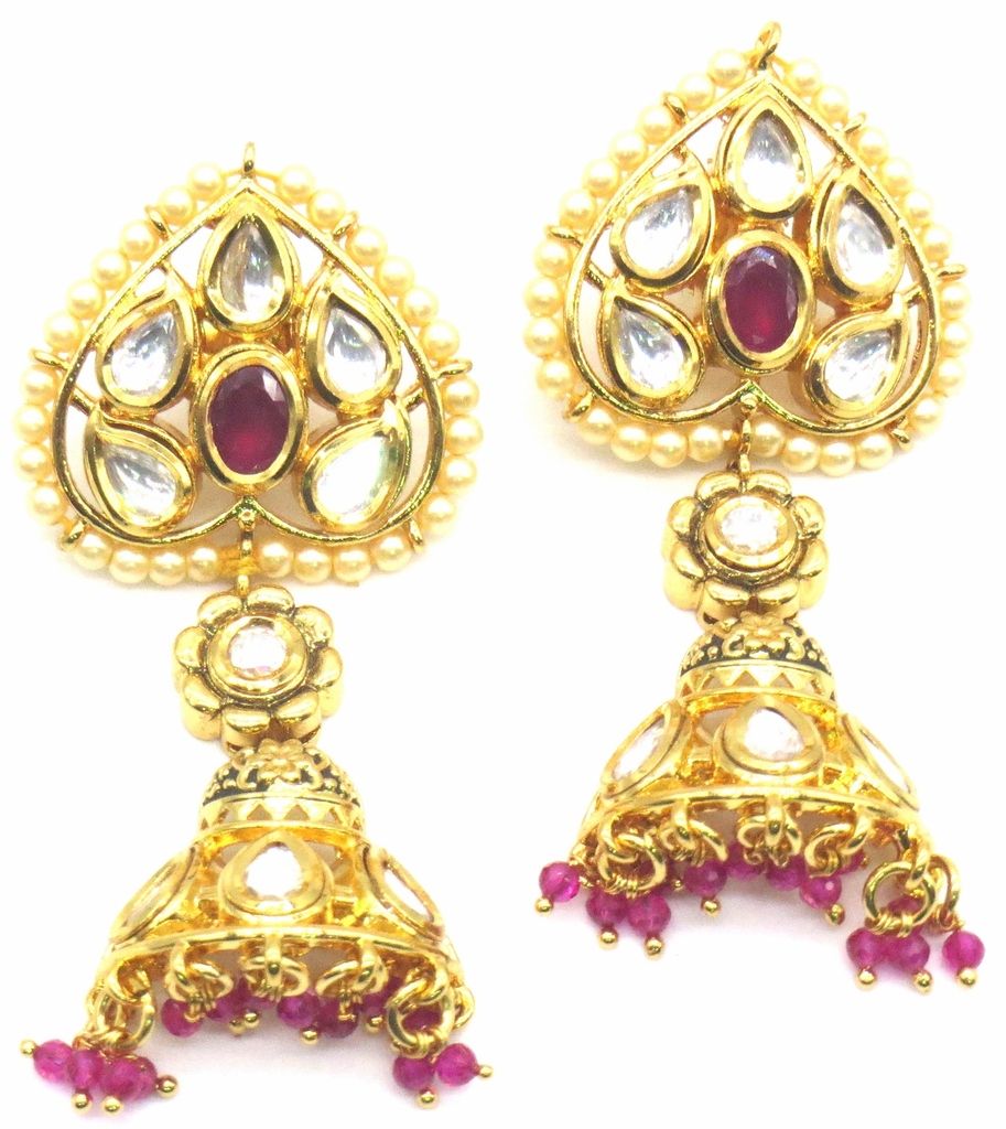 Jewelshingar Jewellery Gold Plating Ruby Colour Earrings For Women ( 48808-acj )
