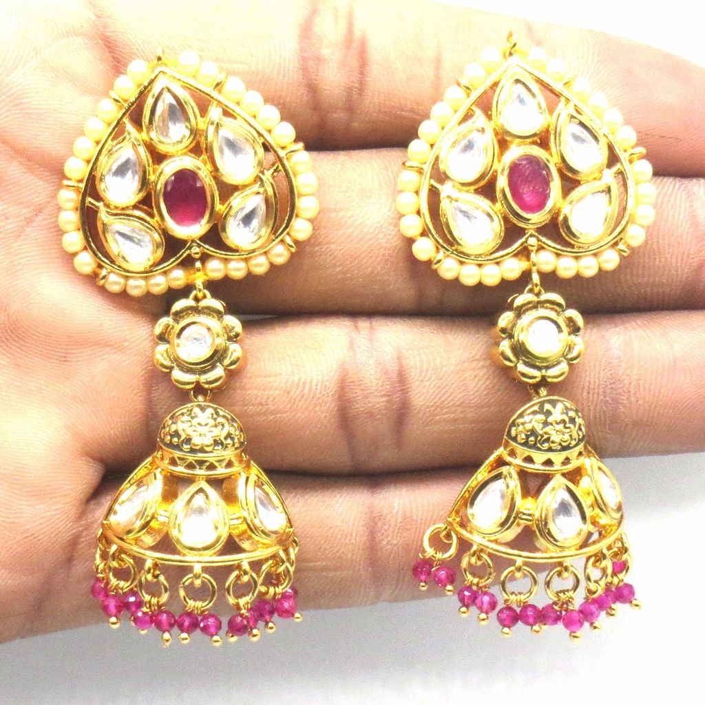 Jewelshingar Jewellery Gold Plating Ruby Colour Earrings For Women ( 48808-acj )