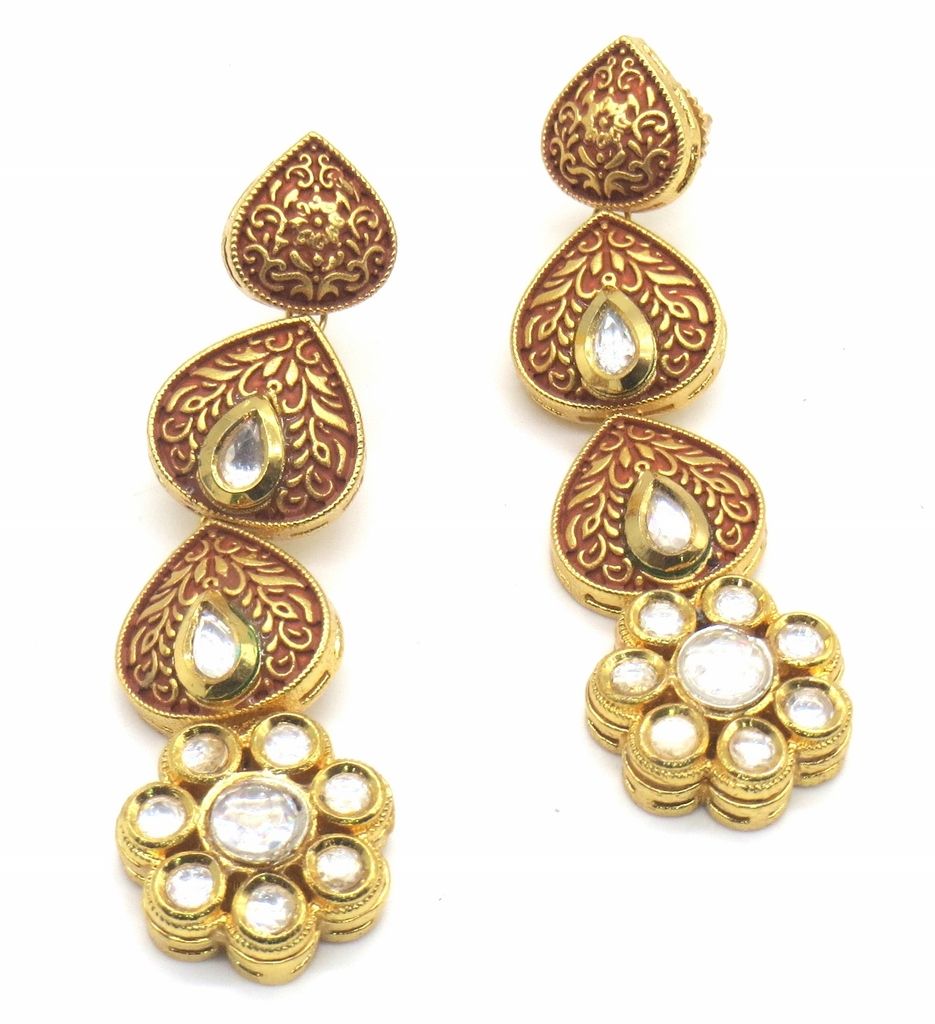 Jewelshingar Jewellery Gold Plating Rust Colour Earrings For Women ( 48881-ace )