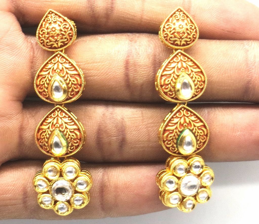 Jewelshingar Jewellery Gold Plating Rust Colour Earrings For Women ( 48881-ace )