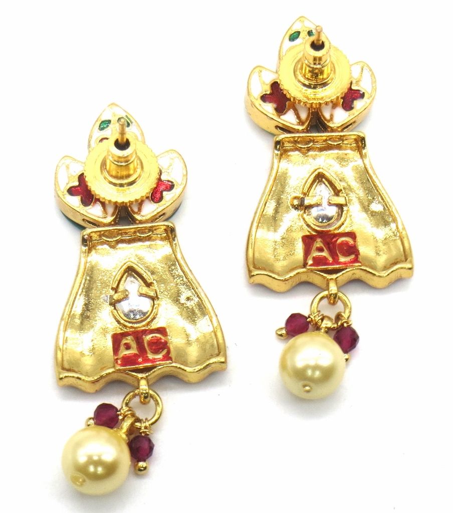 Jewelshingar Jewellery Gold Plating Maroon Colour Earrings For Women ( 48891-ace )