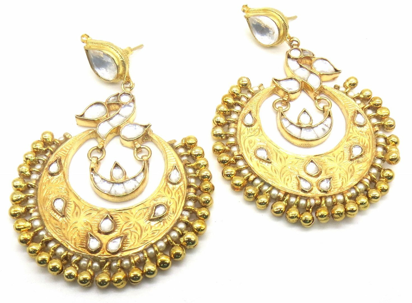 Jewelshingar Jewellery Antique Plating Clear Colour Dangle & Drop Earrings For Women ( 49181-ace )