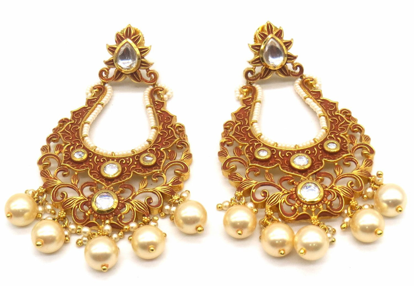 Jewelshingar Jewellery Antique Plating Rust Colour Dangle & Drop Earrings For Women ( 49207-dce )