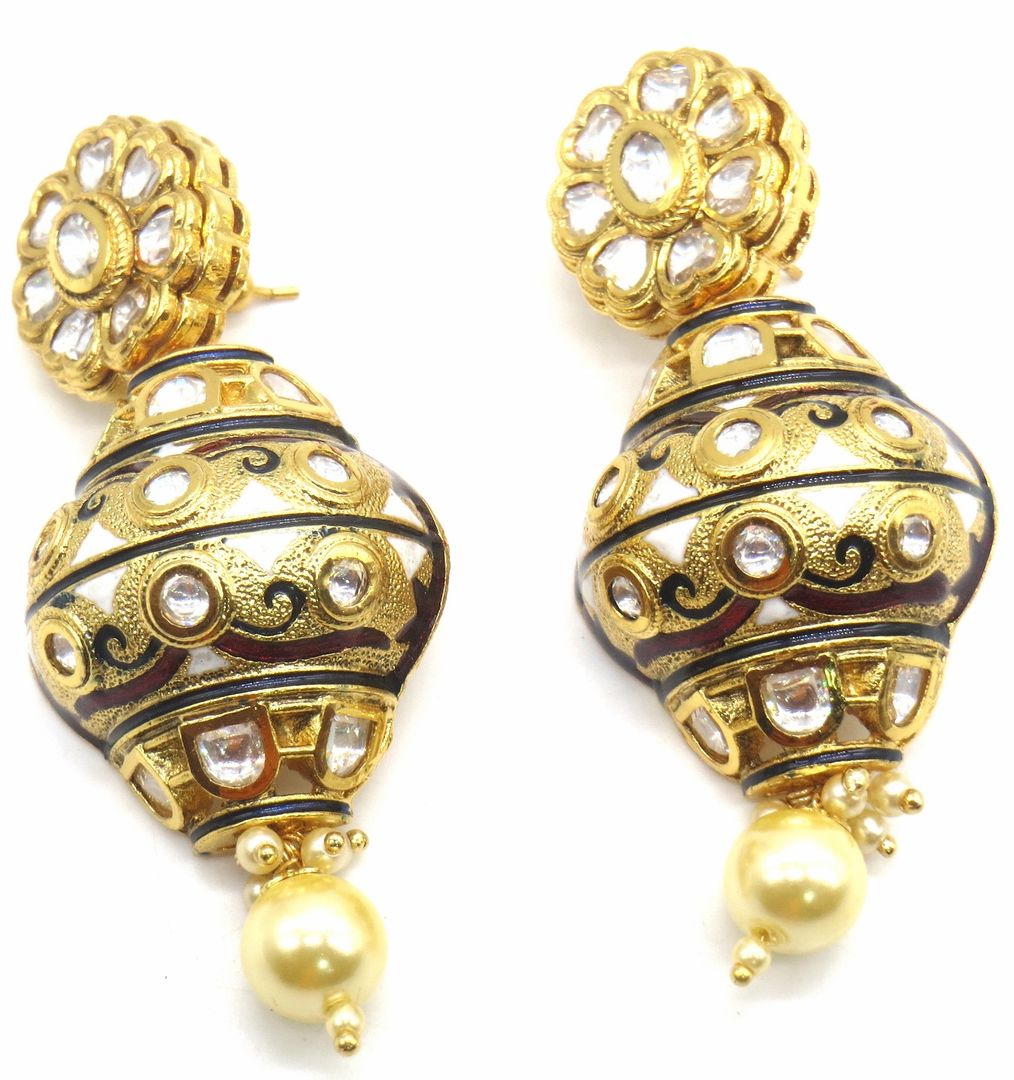 Jewelshingar Jewellery Antique Plating Meena Colour Jhumki Earrings For Women ( 49230-dcej )