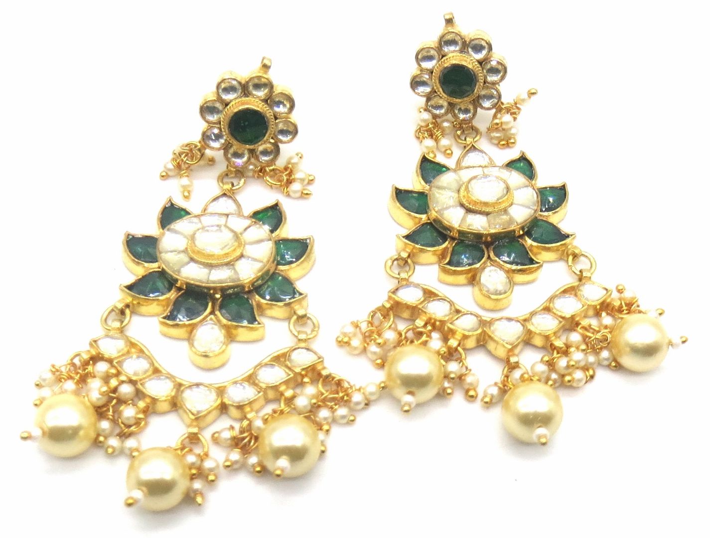 Jewelshingar Jewellery Antique Plating Green Colour Dangle & Drop Earrings For Women ( 49291-pke )