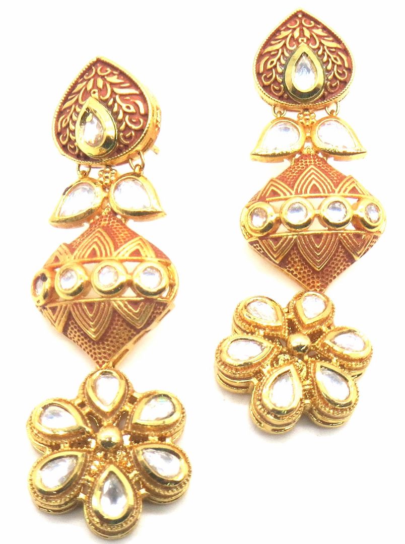 Jewelshingar Jewellery Antique Plating Rose Colour Dangle & Drop Earrings For Women ( 49347-ace )