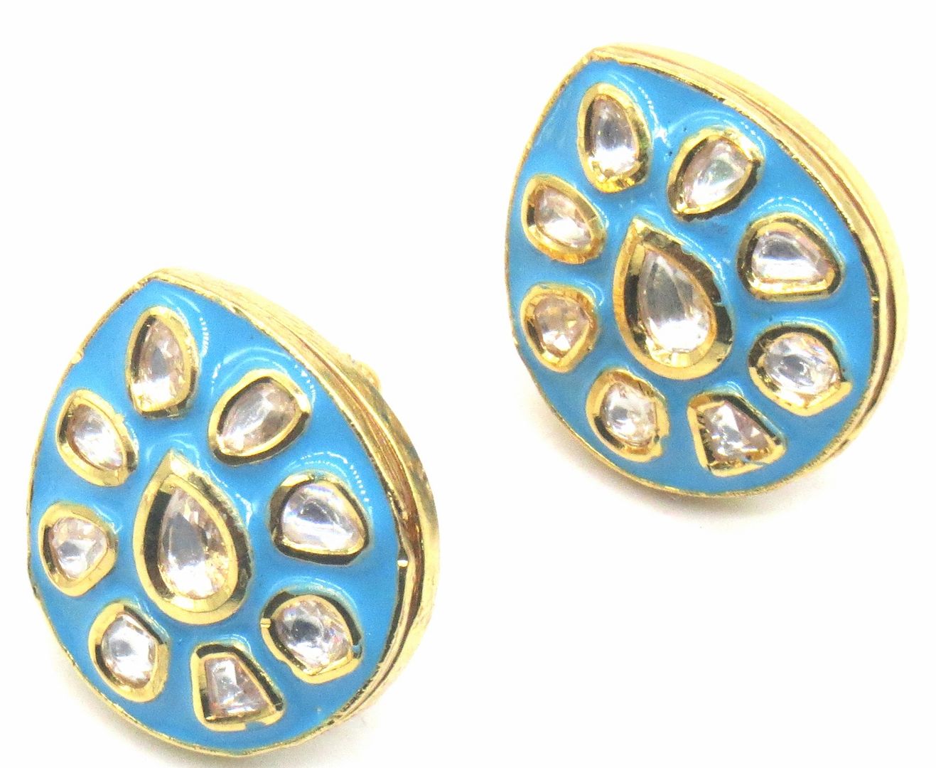 Jewelshingar Jewellery Antique Plating Blue Colour Stud Earrings For Women ( 49367-aces )