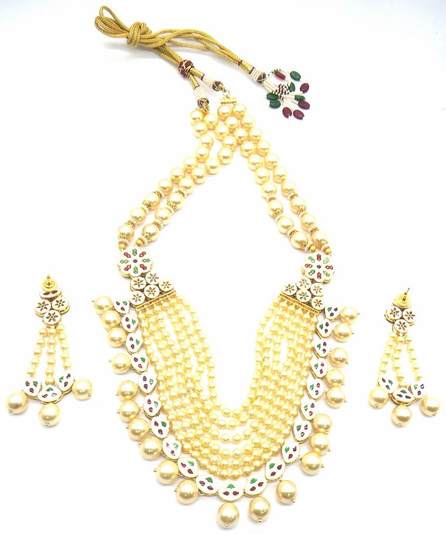 Jewelshingar Jewellery Gold Plated Colour Clear Necklace Set For Women ( 49399-acs )
