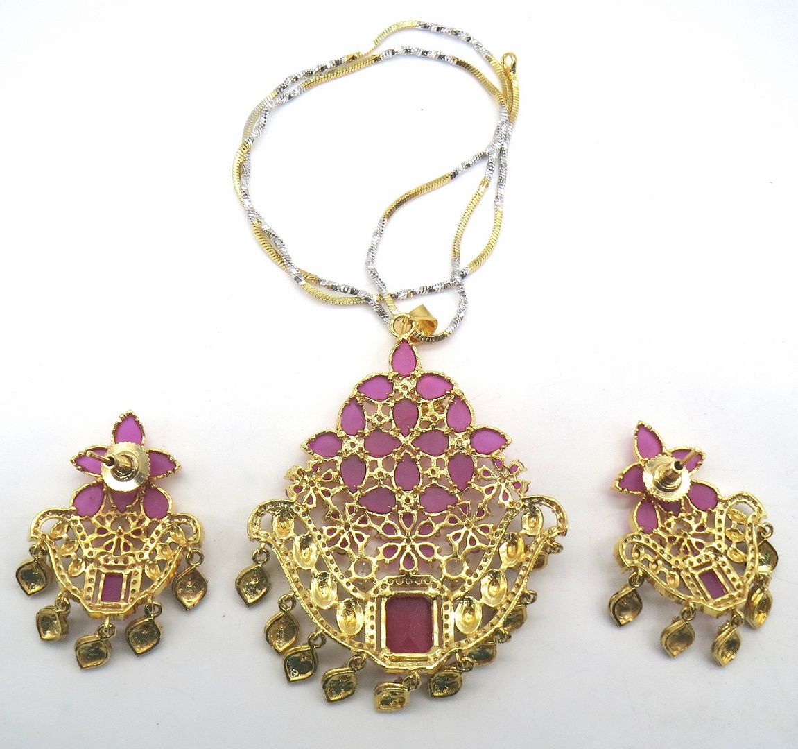Jewelshingar Jewellery Gold Plated Colour Ruby Pendant Set For Women ( 49544-psad )