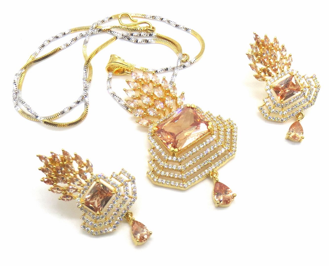 Jewelshingar Jewellery Gold Plated Colour Gold Pendant Set For Women ( 49556-psad )