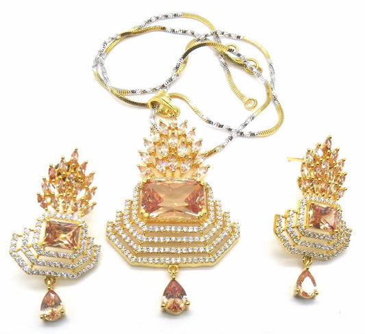 Jewelshingar Jewellery Gold Plated Colour Gold Pendant Set For Women ( 49556-psad )