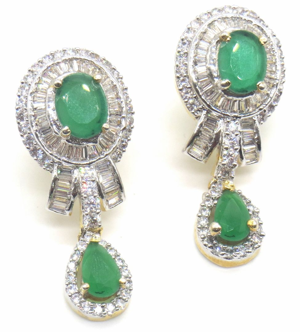 Jewelshingar Jewellery Gold Plating Green Colour Dangle & Drop Earrings For Women ( 49875-ead )