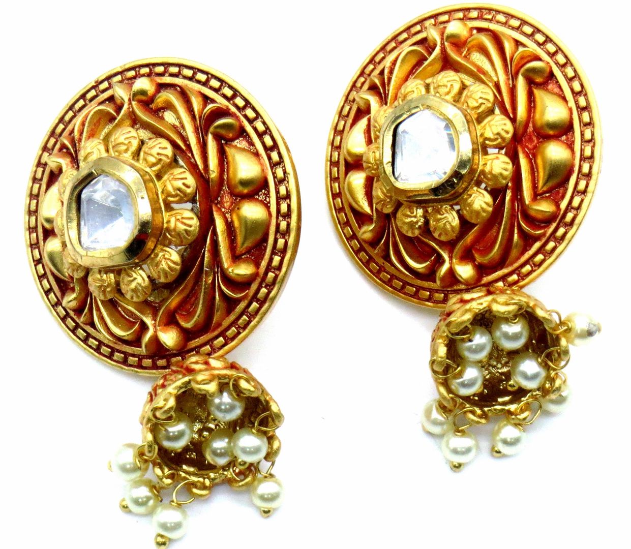 Jewelshingar Jewellery Gold Plating Rust Colour Dangle & Drop Earrings For Women ( 49944-ace )