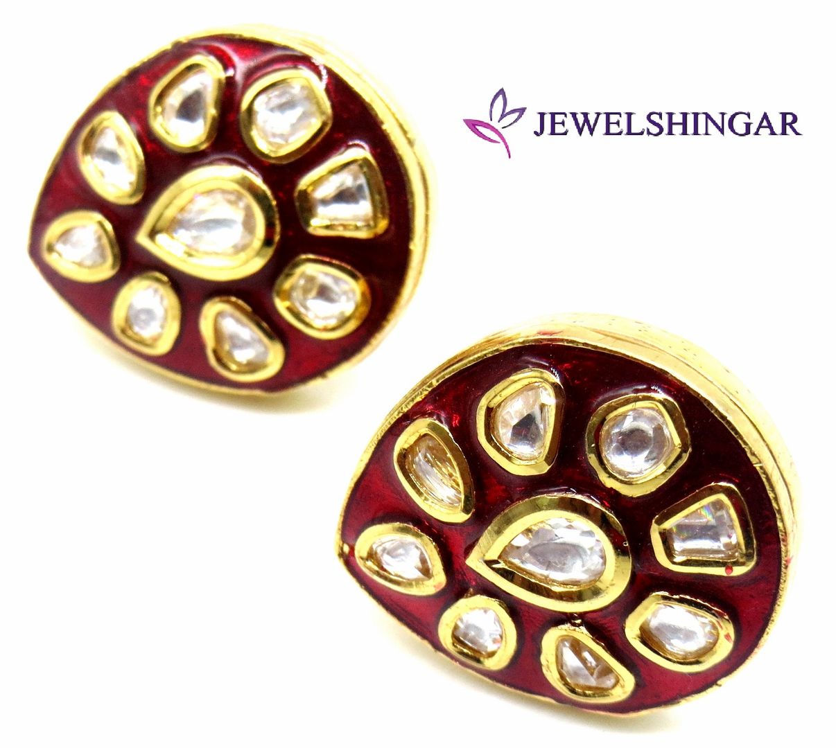 Jewelshingar Jewellery Gold Plating Rust Colour Stud Earrings For Women ( 49954-aces )