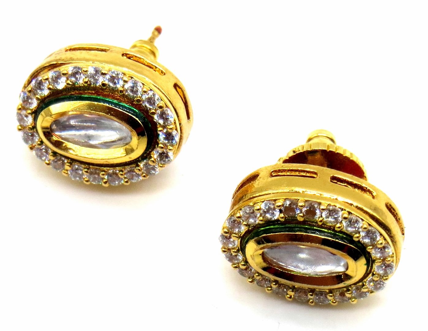 Jewelshingar Jewellery Gold Plating Clear Colour Stud Earrings For Women ( 49969-aces )