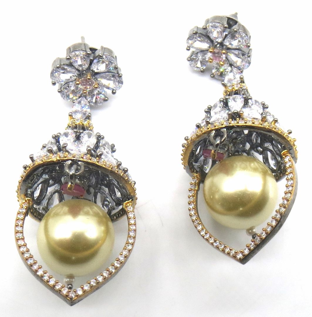 Jewelshingar Jewellery Victorian Plating Ruby Colour Jhumki Earrings For Women ( 50156-eadj )