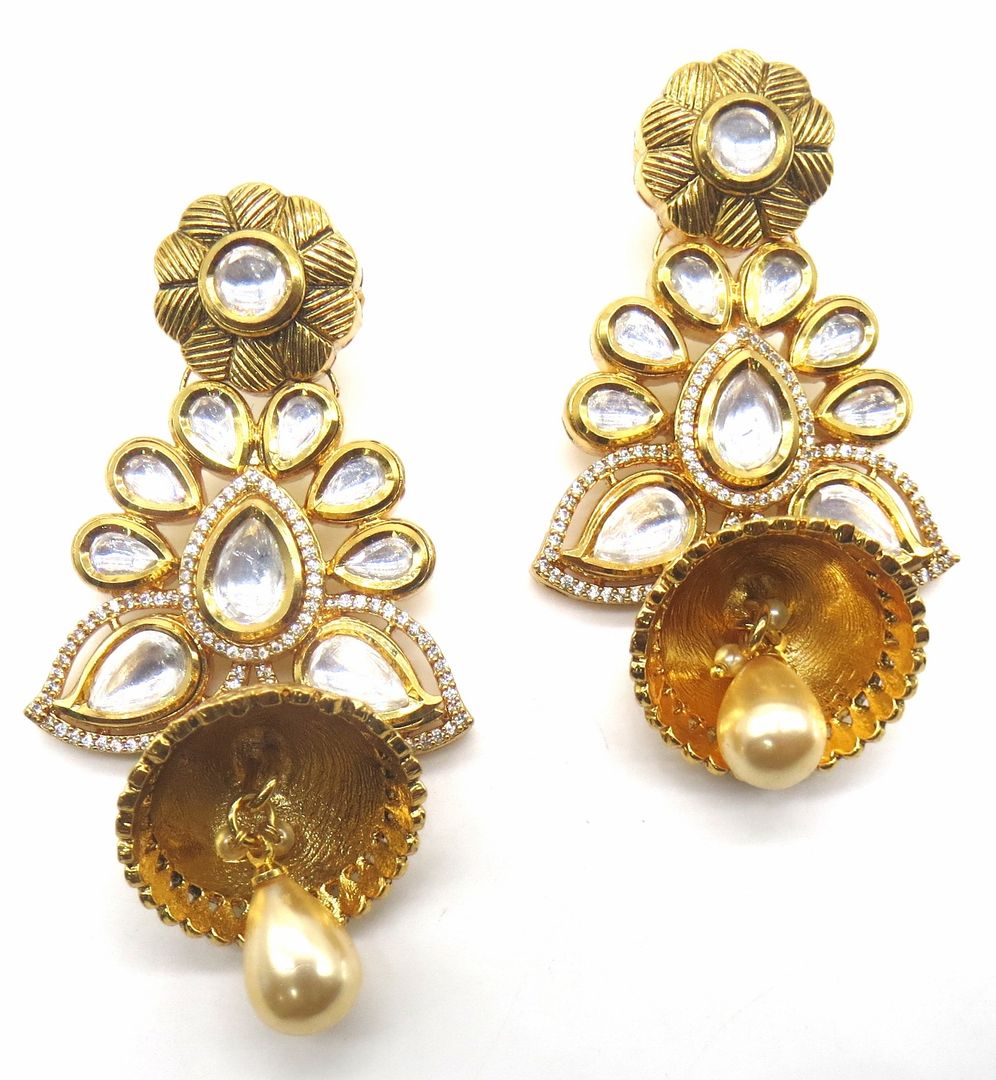 Jewelshingar Jewellery Gold Plating Clear Colour Jhumki Earrings For Women ( 50194-acej )