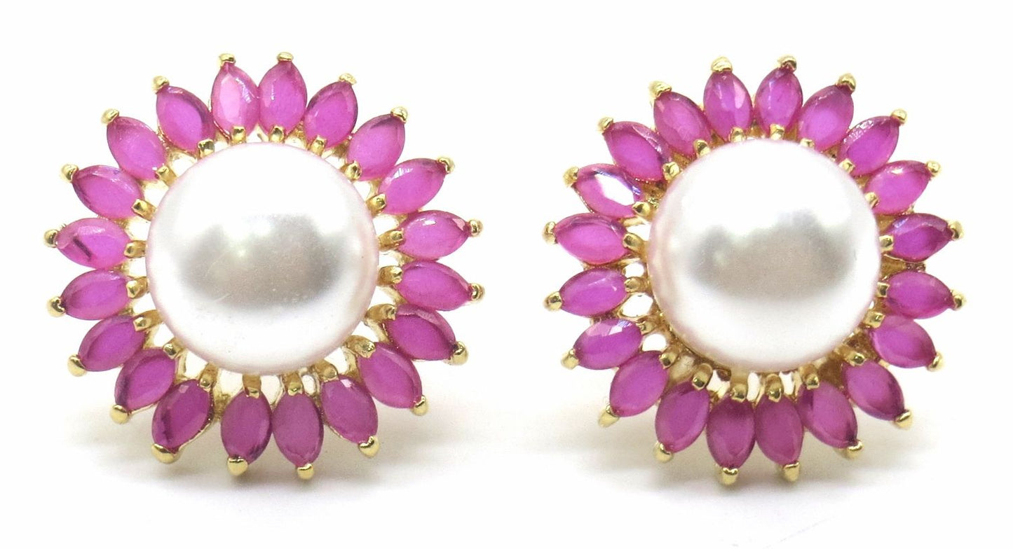 Jewelshingar Jewellery Gold Plating Ruby Colour Stud Earrings For Women ( 50330-eads )