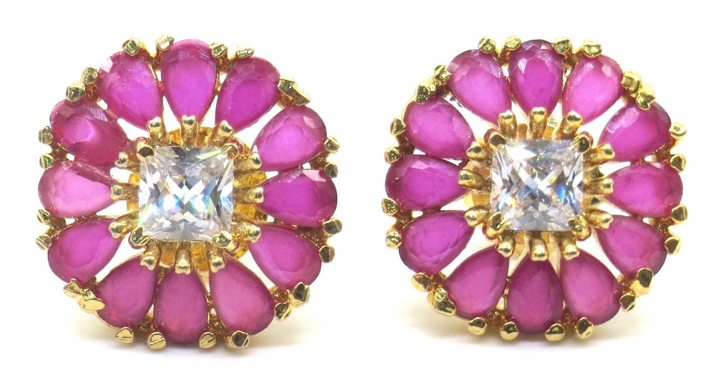 Jewelshingar Jewellery Gold Plating Ruby Colour Stud Earrings For Women ( 50366-eads )