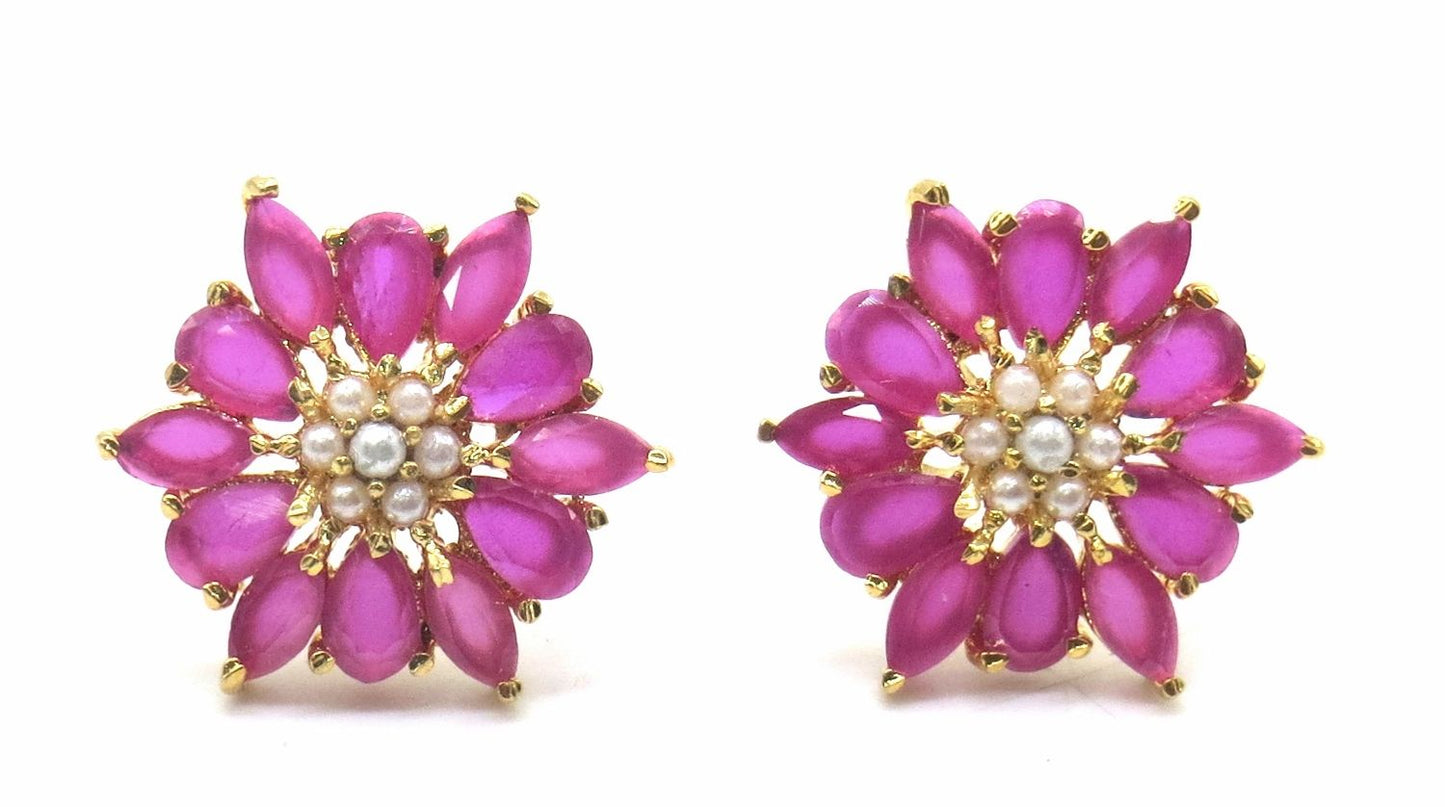 Jewelshingar Jewellery Gold Plating Ruby Colour Stud Earrings For Women ( 50397-eads )