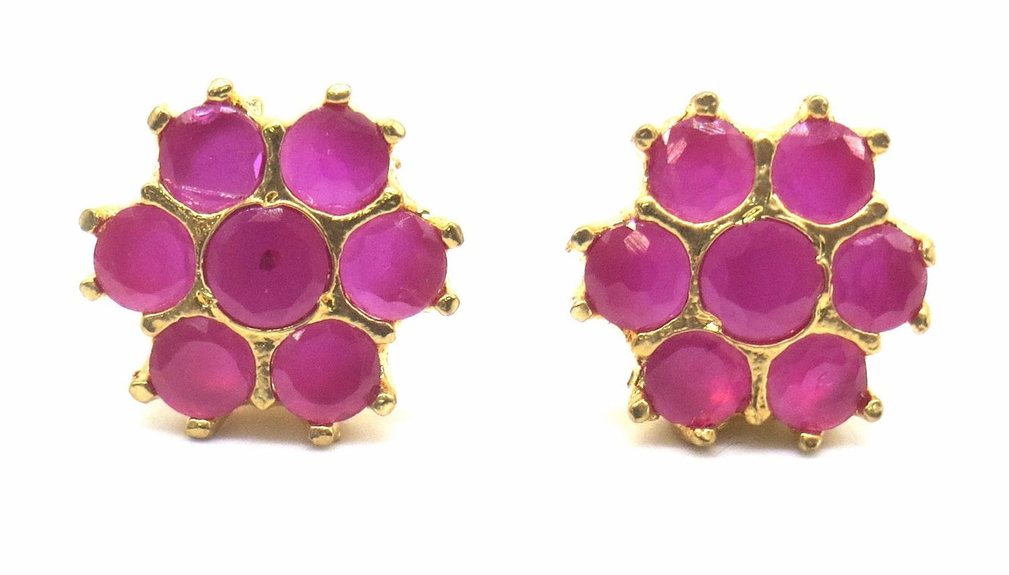 Jewelshingar Jewellery Gold Plating Ruby Colour Stud Earrings For Women ( 50417-eads )