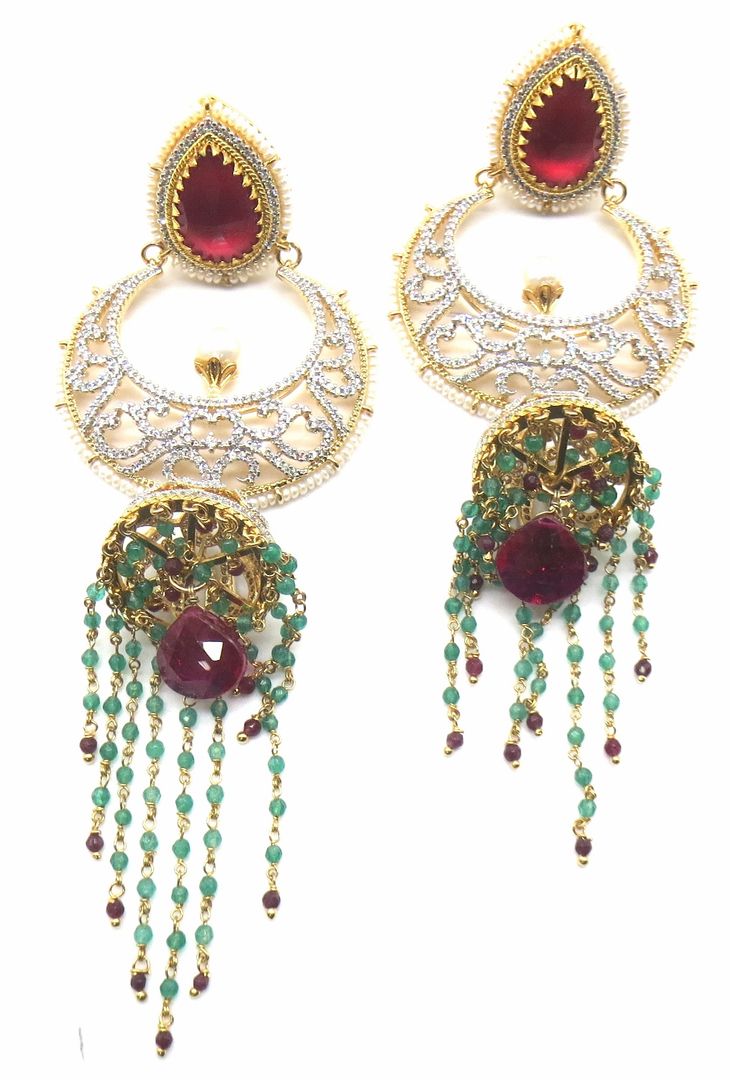 Jewelshingar Jewellery Gold Plating Multi Colour Jhumki Earrings For Women ( 50751-dcej )